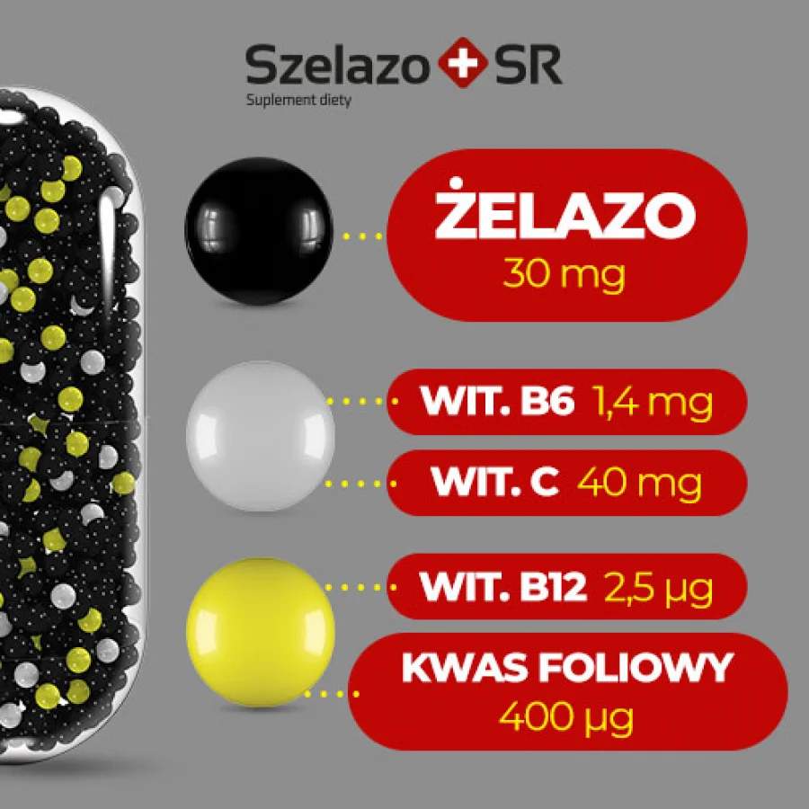 #4 – Szelazo+ SR, 60 kaps. - wysoka zawartość żelaza