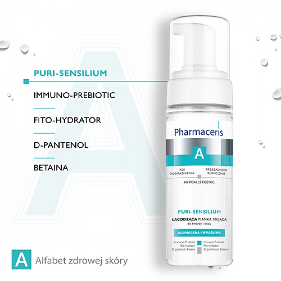 Miniaturka artykułu - #1 Pharmaceris A PURI-SENSILIUM Łagodząca pianka myjąca do twarzy i oczu, 150 ml