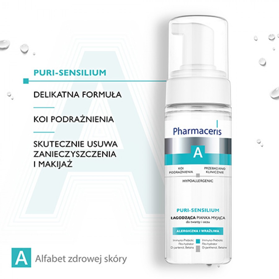 Zdjęcie produktu - 2 Pharmaceris A PURI-SENSILIUM Łagodząca pianka myjąca do twarzy i oczu, 150 ml