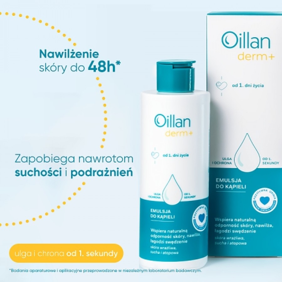 Miniaturka artykułu - #1 OILLAN Derm+ Emulsja natłuszczająca do kąpieli, 200ml