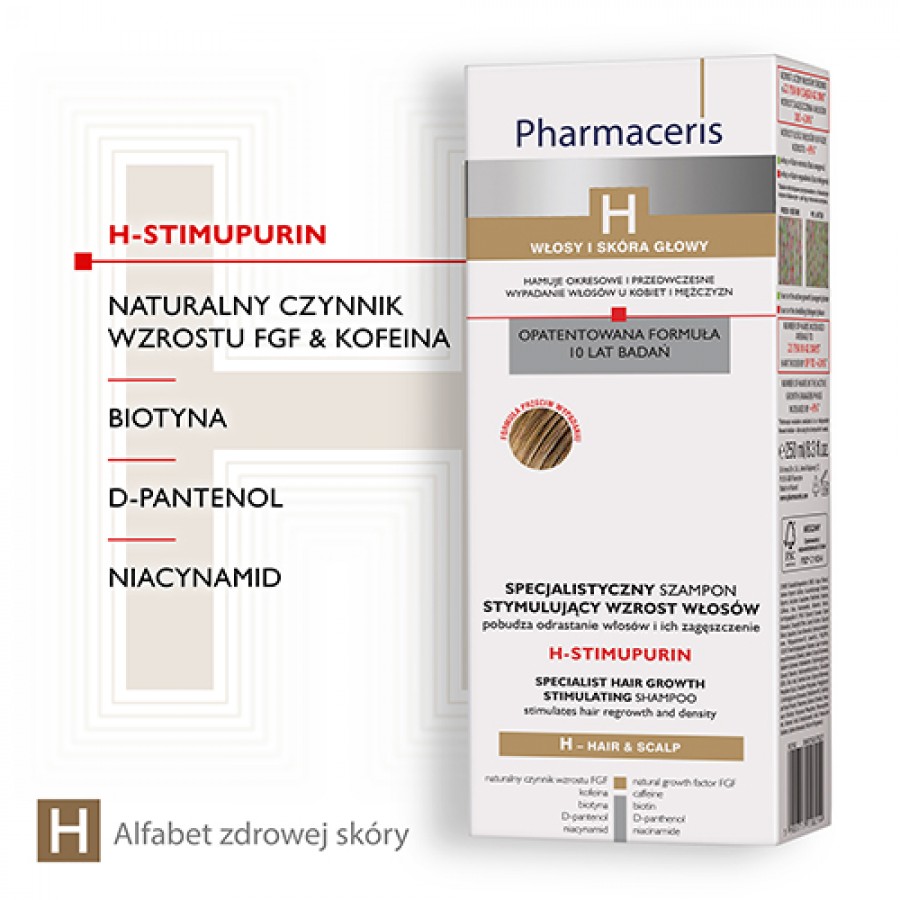 Miniaturka artykułu - #1 Pharmaceris H H-STIMUPURIN Specjalistyczny szampon stymulujący wzrost włos&oacute;w, 250 ml