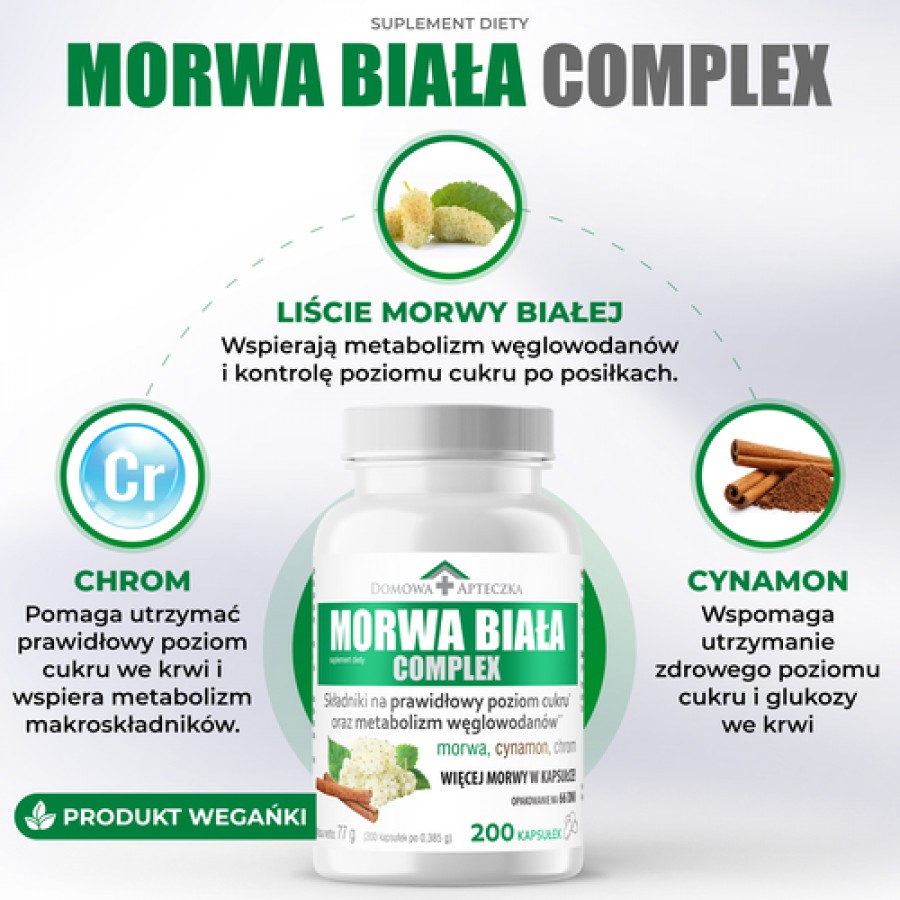 Zdjęcie produktu - 2 Domowa Apteczka Morwa Biała Complex, 200 kaps.