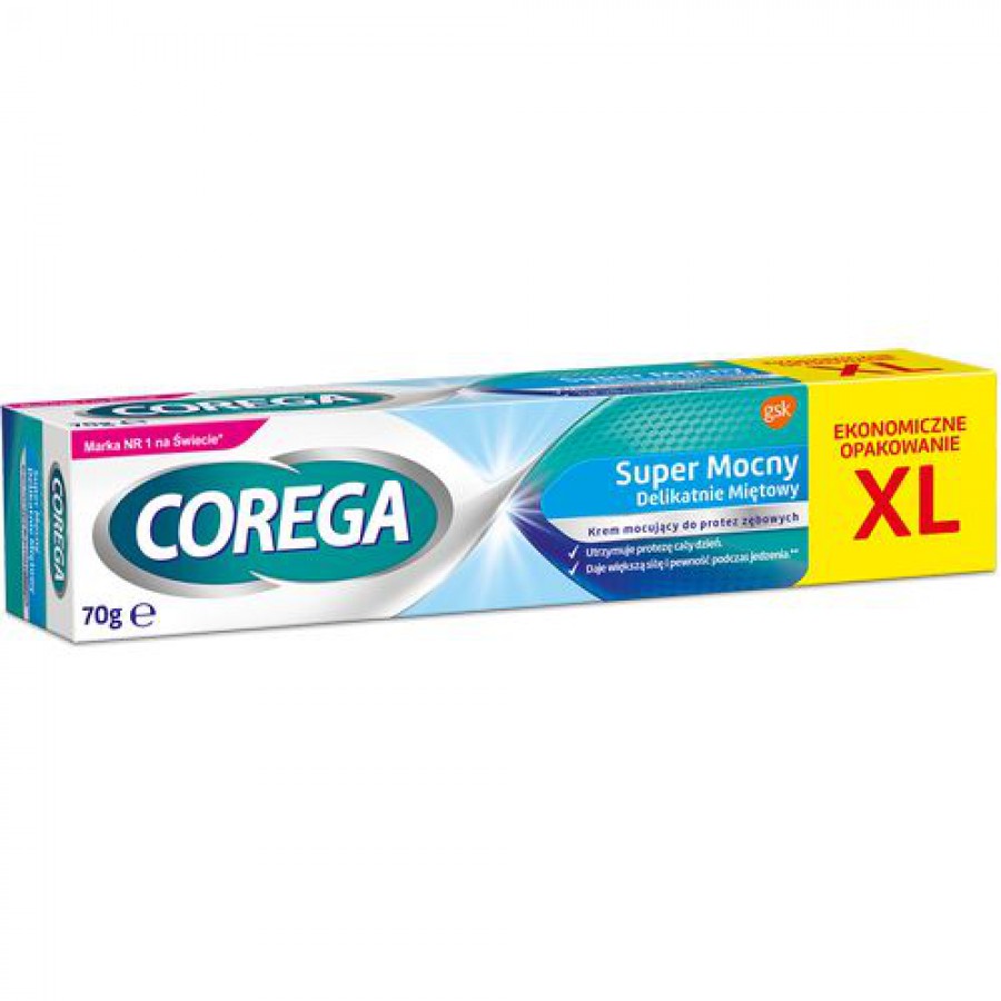 Zdjęcie produktu - 2 COREGA EXTRA STRONG Krem mocujący bez cynku (delikatnie miętowy) - 70 g