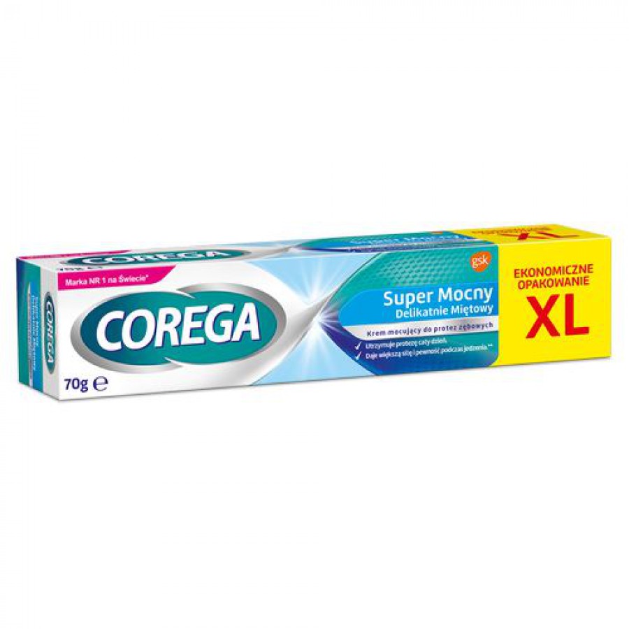 Zdjęcie produktu - 5 COREGA EXTRA STRONG Krem mocujący bez cynku (delikatnie miętowy) - 70 g