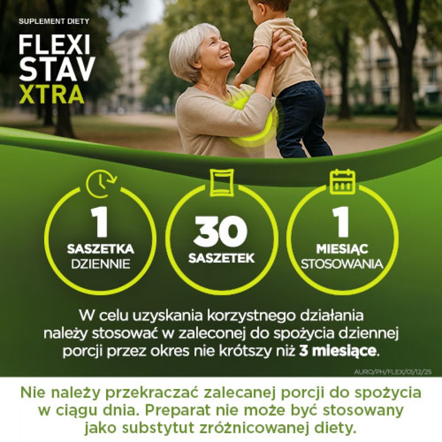 Zdjęcie produktu - 4 FlexiStav Xtra smak porzeczkowo-żurawinowy, 30 sasz. - zawiera kolagen, siarczan chondroityny i siarczan glukozaminy