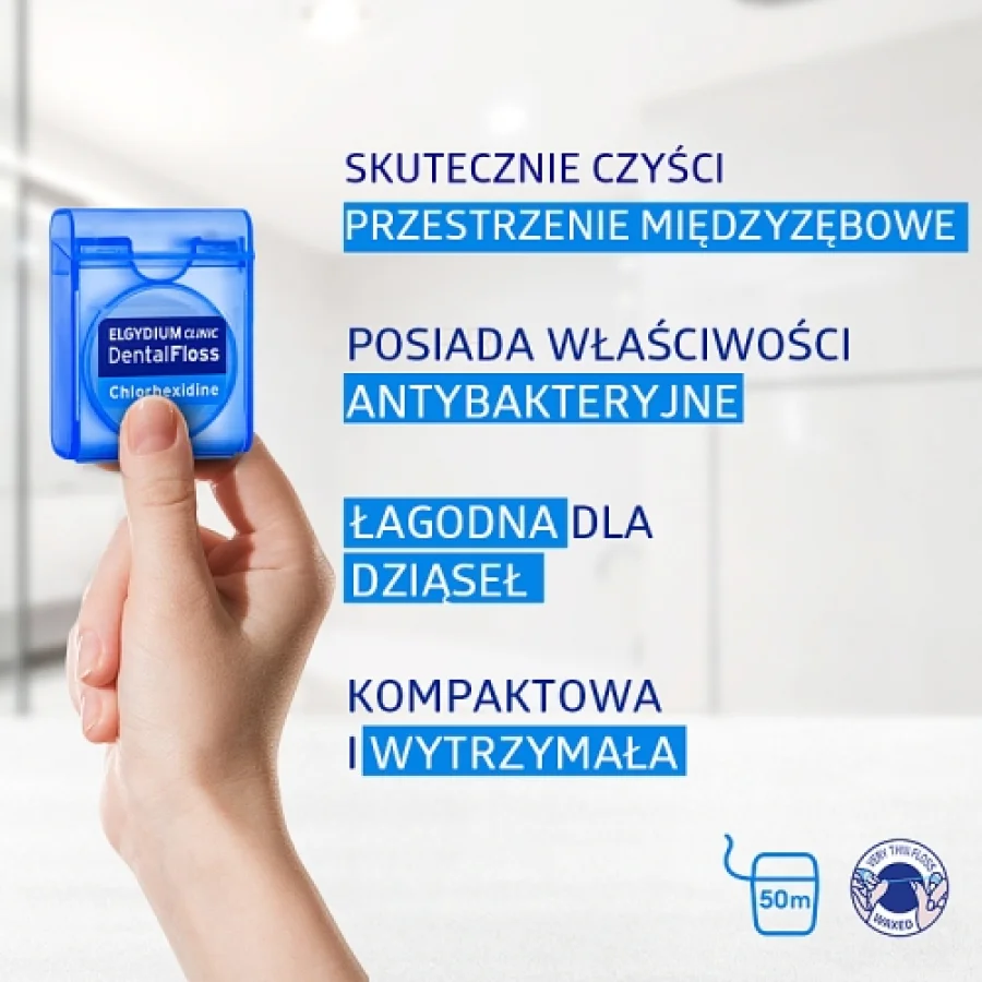 #0 – ELGYDIUM CLINIC DentalFloss - nić dentystyczna z chlorheksydyną, 50m