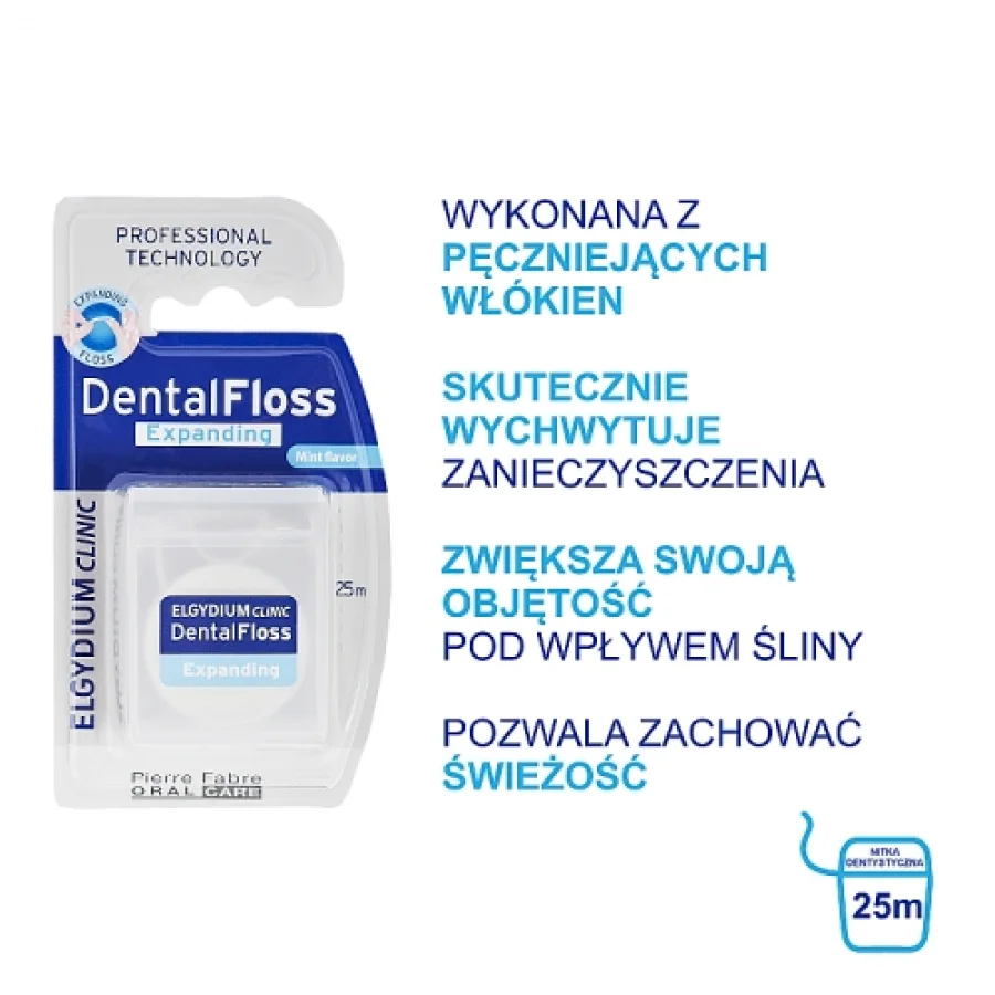 #1 – ELGYDIUM CLINIC DentalFloss - nić dentystyczna pęczniejącą, 25m