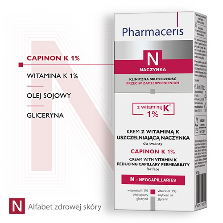 Miniaturka artykułu - #1 Pharmaceris N CAPINON K1% Krem z witaminą K uszczelniającą naczynka, 30 ml
