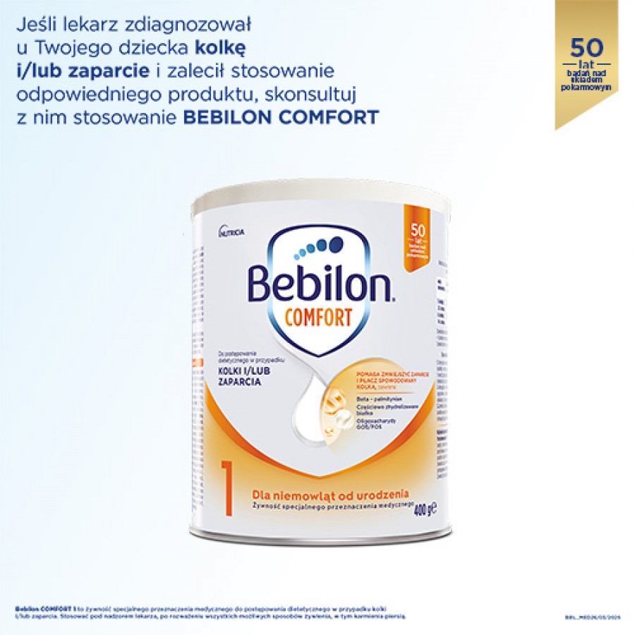Miniaturka artykułu - #1 Bebilon Comfort 1 Mleko początkowe dla niemowląt od urodzenia, 400 g