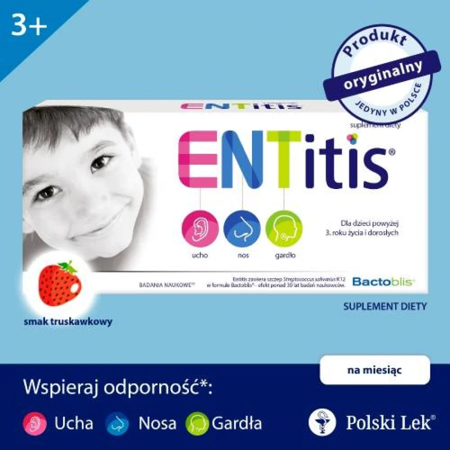 #0 – ENTitis do ssania truskawkowy - 30 pastylek