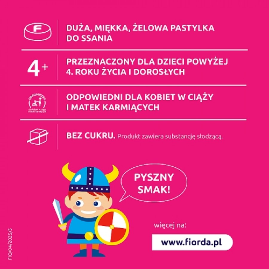 Zdjęcie produktu - 4 Fiorda Junior smak malinowy, 15 pastylek