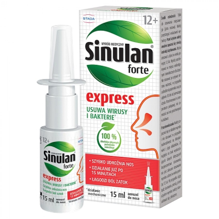 Miniaturka artykułu - #0 Sinulan Express Forte aerozol do nosa, 15 ml