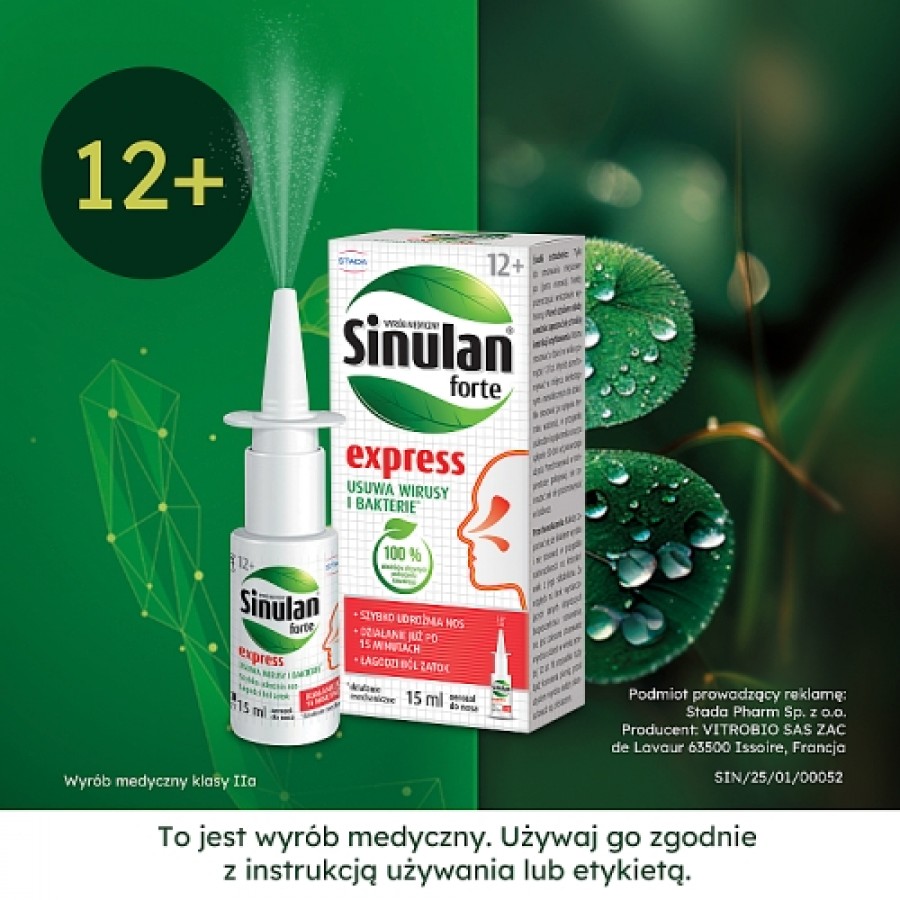 Zdjęcie produktu - 7 Sinulan Express Forte aerozol do nosa, 15 ml
