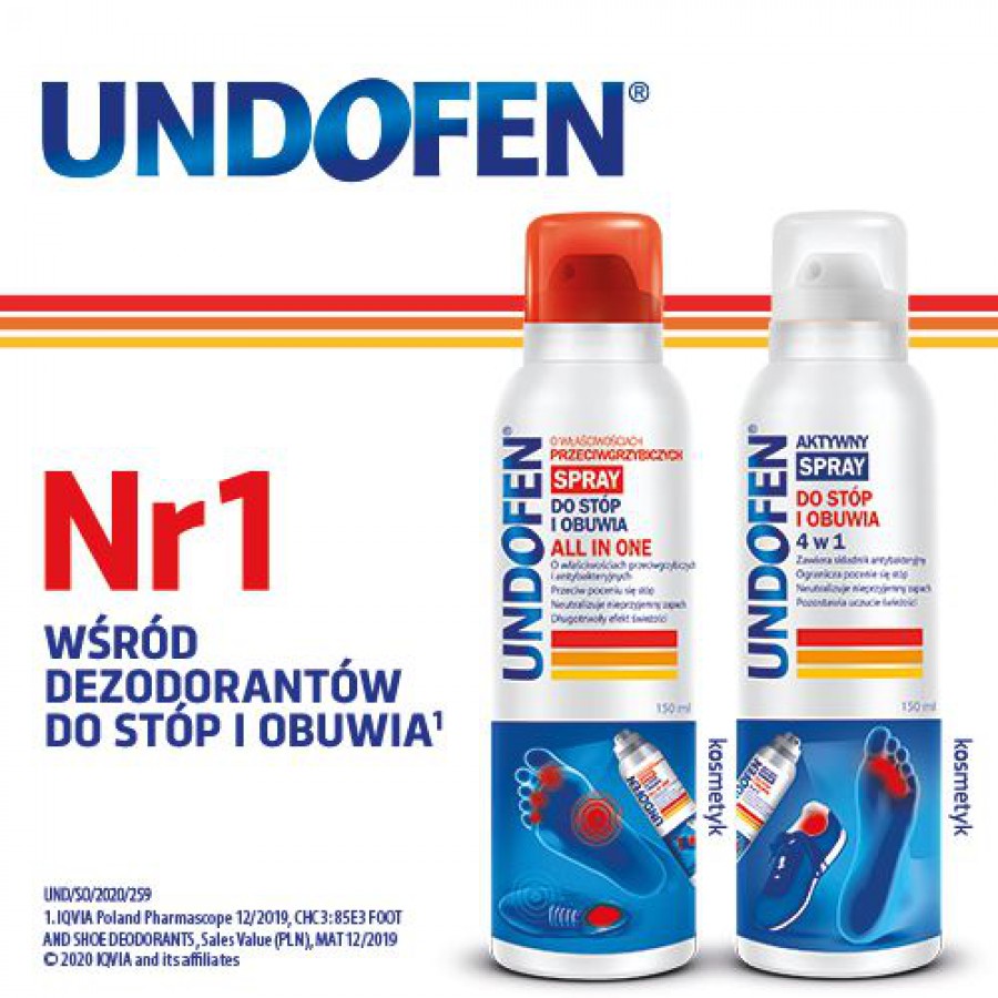 Zdjęcie produktu - 2 Undofen Aktywny Spray do st&oacute;p i obuwia 4w1, 150 ml