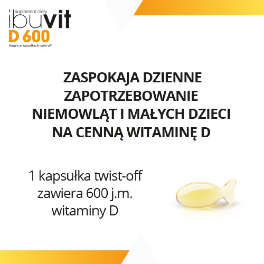 Zdjęcie produktu - 1 Ibuvit D 600 Krople w kapsułkach twist-off 600j.m. - 30 kapsułek 