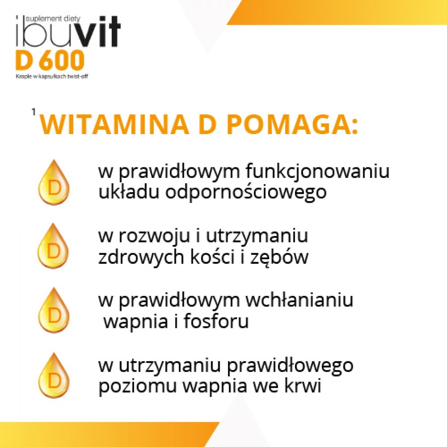 Zdjęcie produktu - 3 Ibuvit D 600 Krople w kapsułkach twist-off 600j.m. - 30 kapsułek 