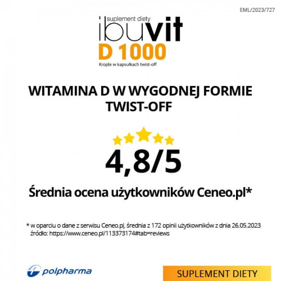 Zdjęcie produktu - 4 Ibuvit D 1000 Krople w kapsułkach twist-off - 30 kapsułek
