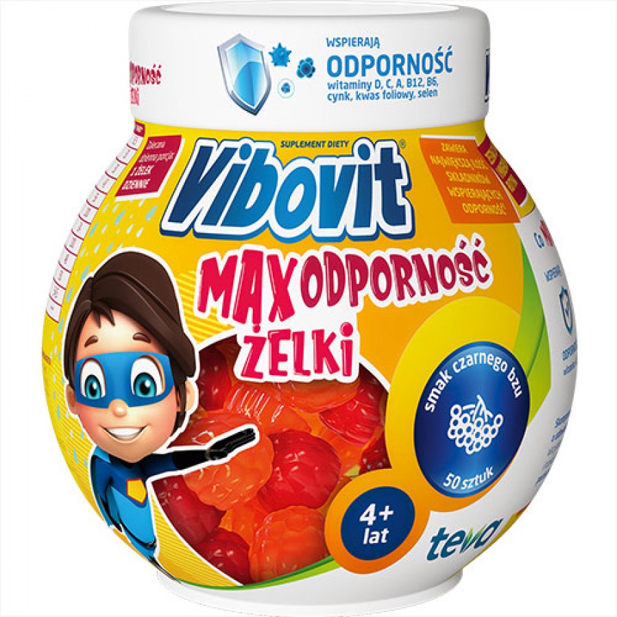 Zdjęcie produktu - 4 Vibovit Max Odporność Żelki - 50 sztuk