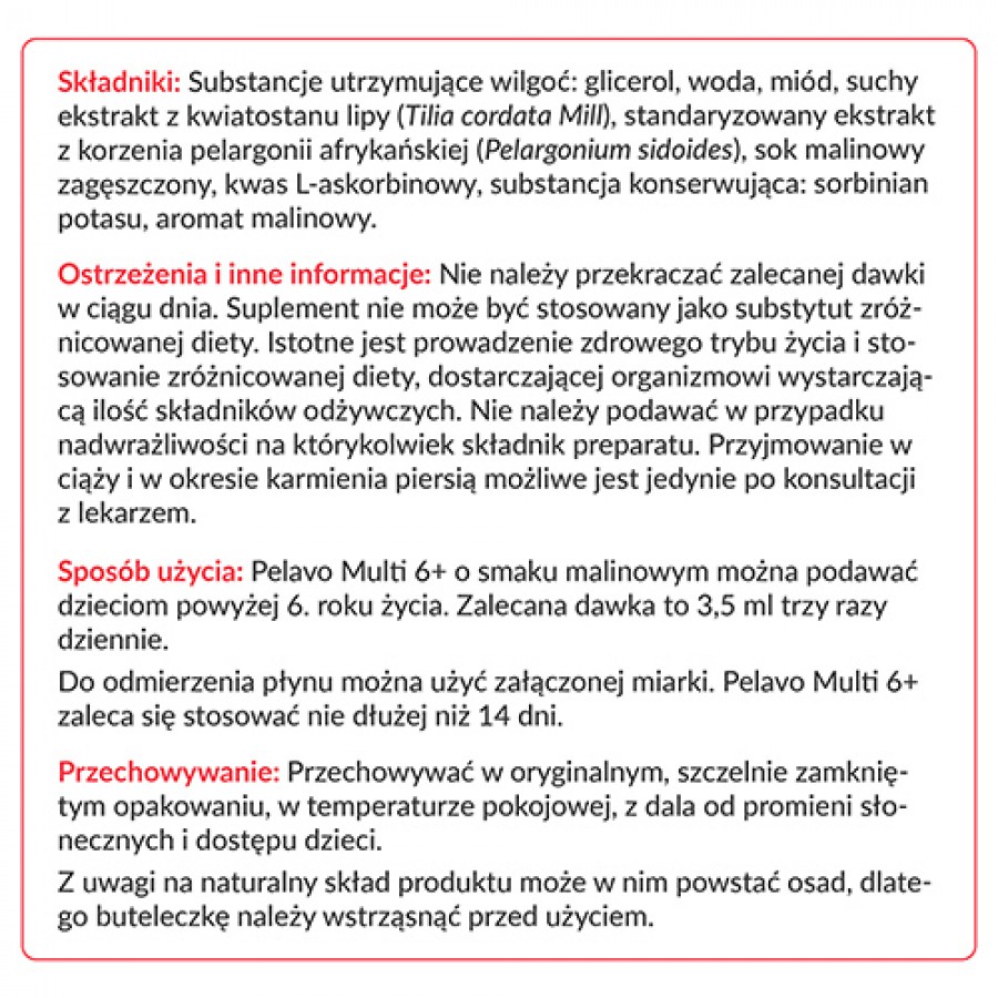 Zdjęcie produktu - 3 Pelavo Multi 6+ Drogi oddechowe (dawniej przeziębienie i grypa), 120ml