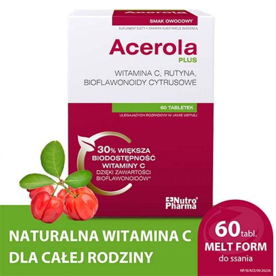 Zdjęcie produktu - 0 Acerola Plus do ssania, 60 tabletek
