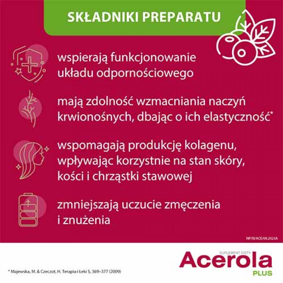 Zdjęcie produktu - 2 Acerola Plus do ssania, 60 tabletek