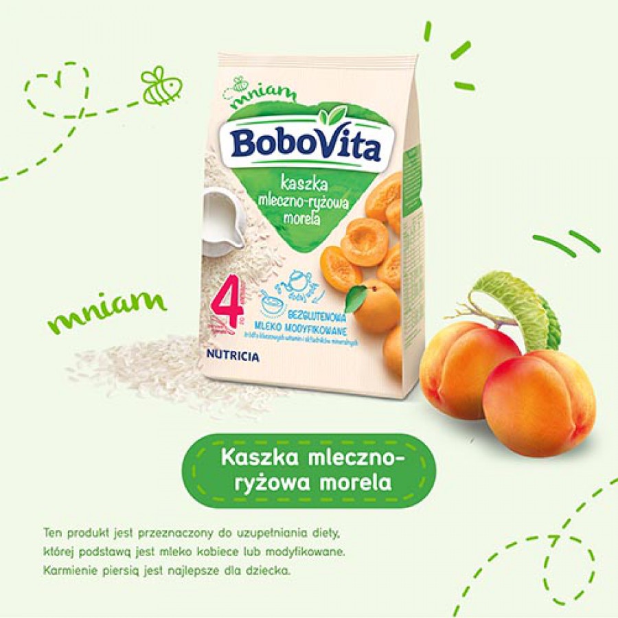 Miniaturka artykułu - #0 BoboVita Kaszka mleczno-ryżowa morela - 230g