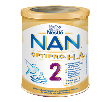 Miniaturka artykułu - #0 NAN OPTIPRO H.A. 2 Mleko modyfikowane w proszku dla niemowląt powyżej 6. miesiąca 400 g