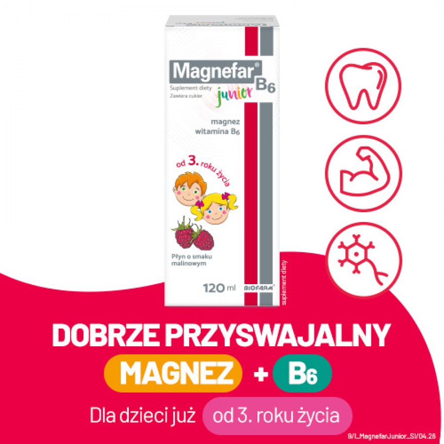 Miniaturka artykułu - #0 Magnefar B6 Junior płyn, 120ml