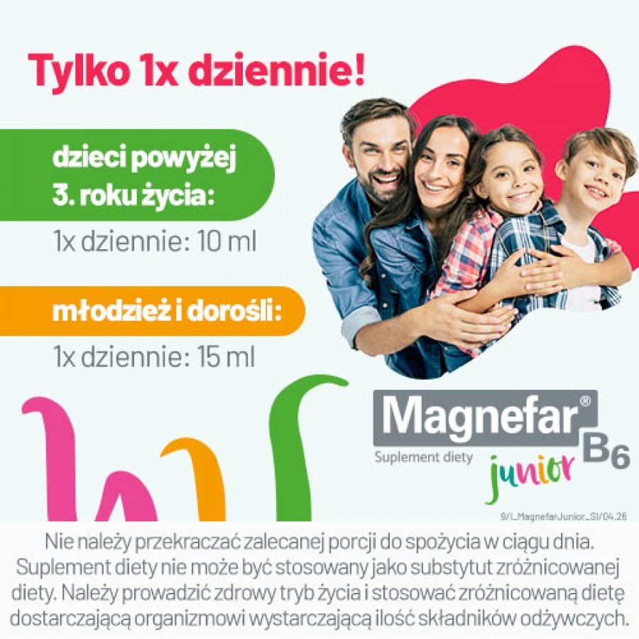 Zdjęcie produktu - 5 Magnefar B6 Junior płyn, 120ml