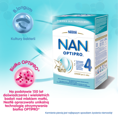 Miniaturka artykułu - #1 NESTLE NAN OPTIPRO 4 Produkt na bazie mleka dla dzieci po 2. roku życia, 800g