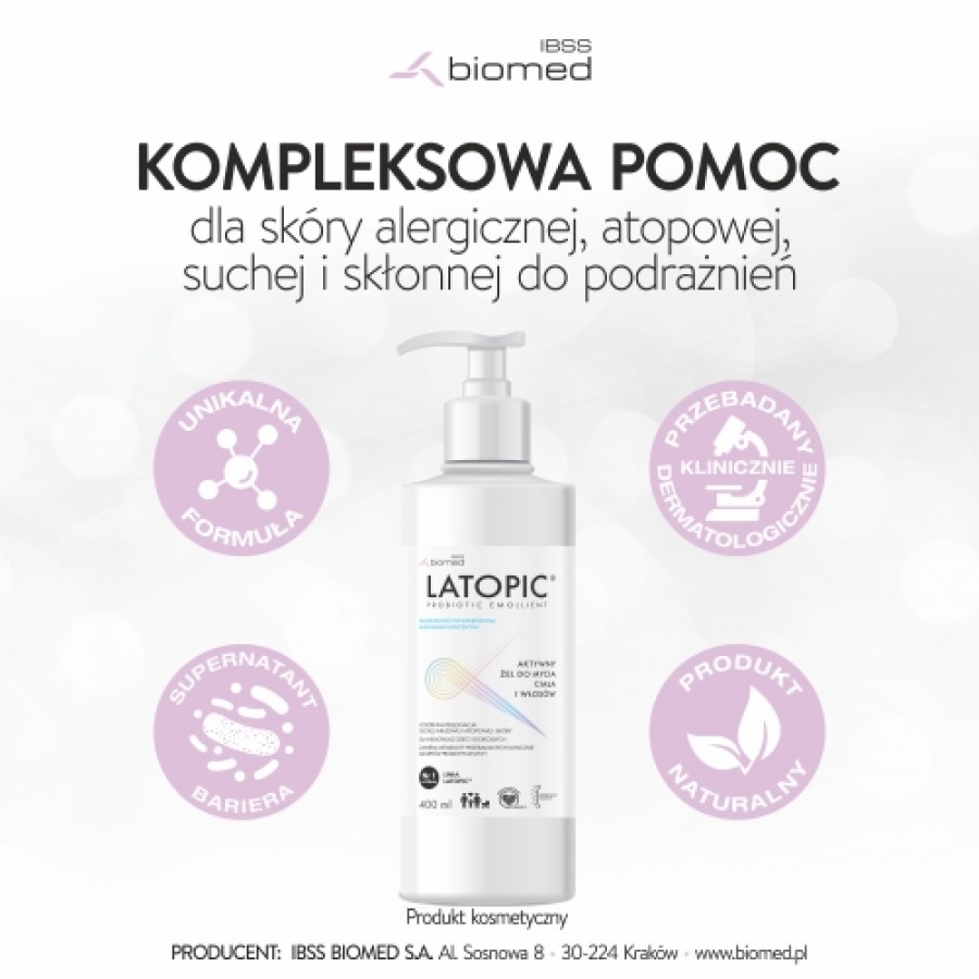 Miniaturka artykułu - #1 LATOPIC Żel do mycia ciała i włos&oacute;w, 400 ml