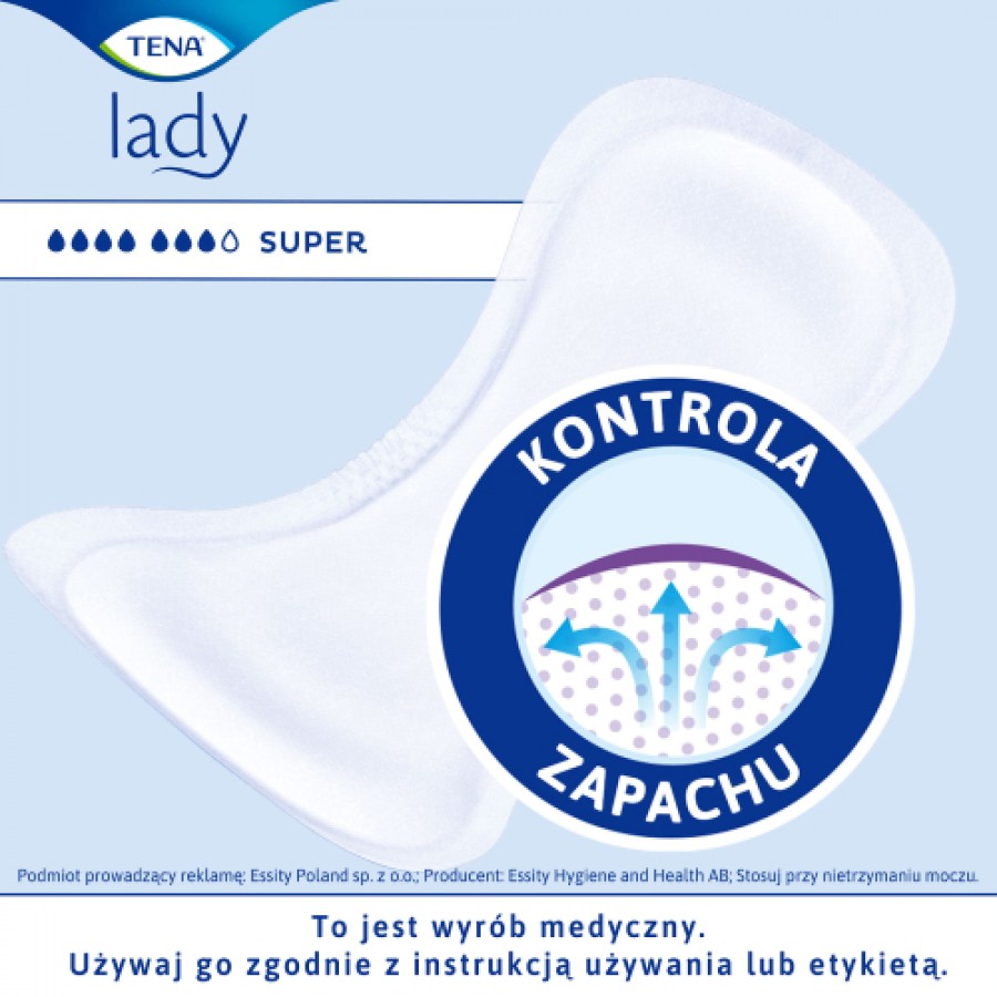 Miniaturka artykułu - #1 TENA Lady Super Anatomiczne wkładki urologiczne dla kobiet przy nietrzymaniu moczu, 30 szt.