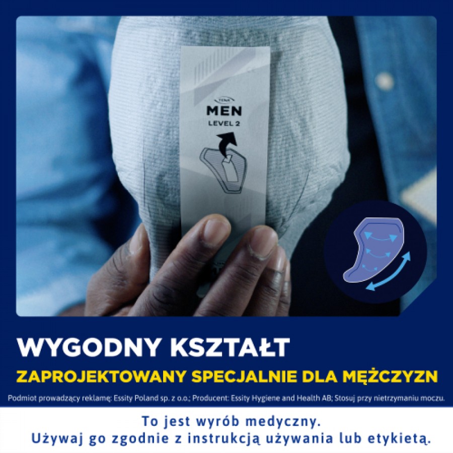 Miniaturka artykułu - #1 TENA MEN Active Fit Level 3, 20 szt. - wkładki na nietrzymanie moczu dla mężczyzn