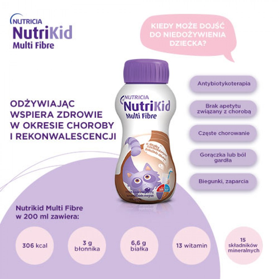 Miniaturka artykułu - #1 NutriKid Multi Fibre smak czekoladowy, 200ml 