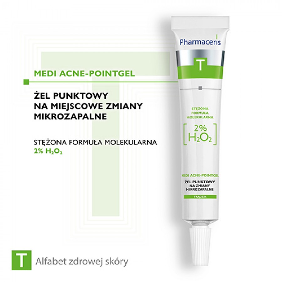 Zdjęcie produktu - 0 Pharmaceris T MEDI ACNE-POINTGEL Żel punktowy, 2% H₂0₂ na miejscowe zmiany mikrozapalne, 10 ml