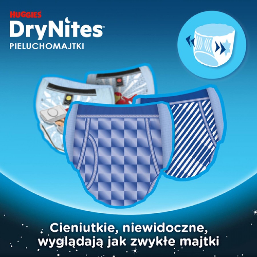 Miniaturka artykułu - #1 HUGGIES DRYNITES BOYS 4-7 LAT (17-30kg) pieluchomajtki, 10 szt.