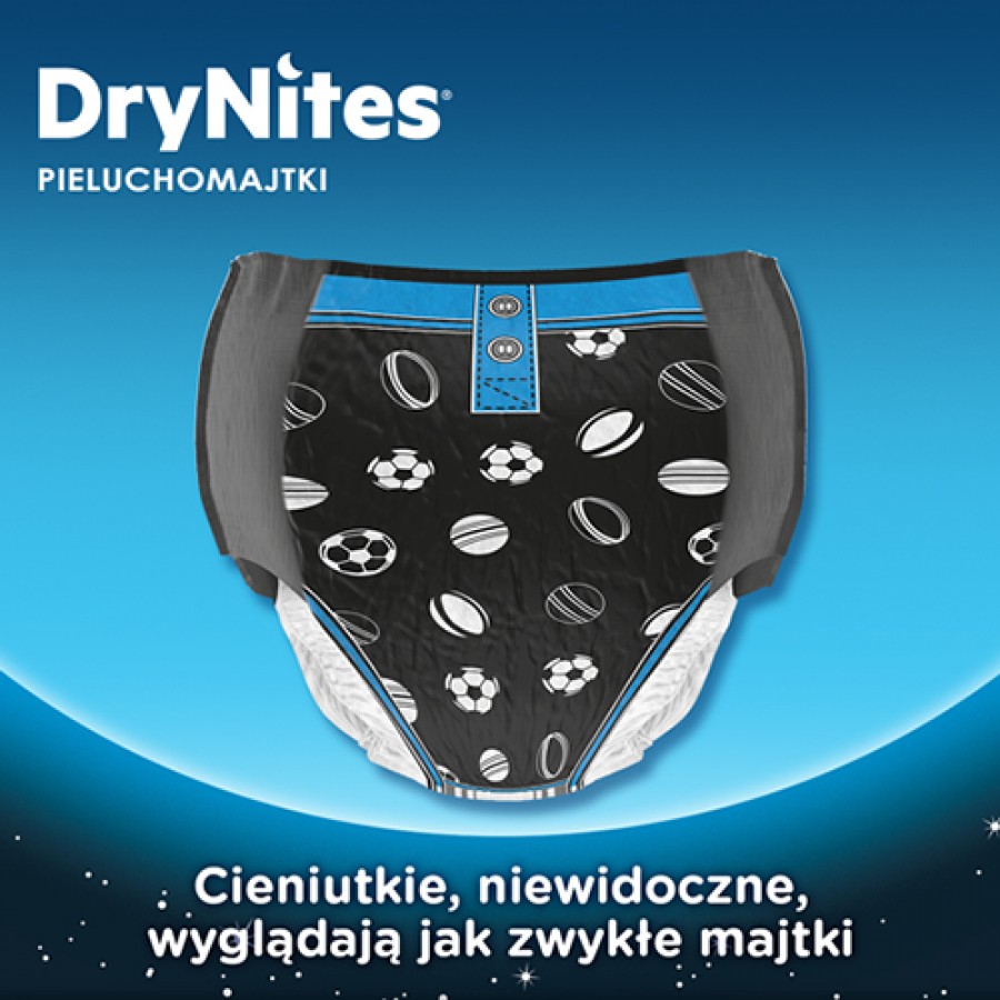 Miniaturka artykułu - #1 HUGGIES DRYNITES BOYS 8-13lat (30-48kg) pieluchomajtki, 9 sztuk