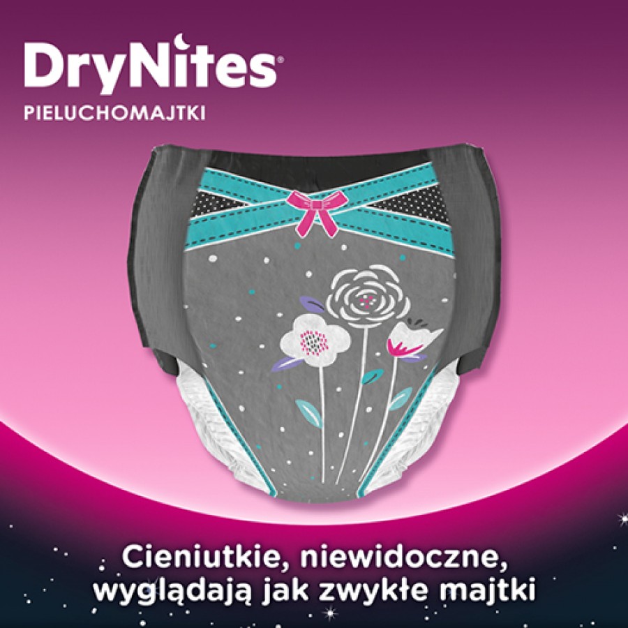Miniaturka artykułu - #1 HUGGIES DRYNITES GIRLS 8-13 lat (30-48kg) pieluchomajtki, 9 sztuk