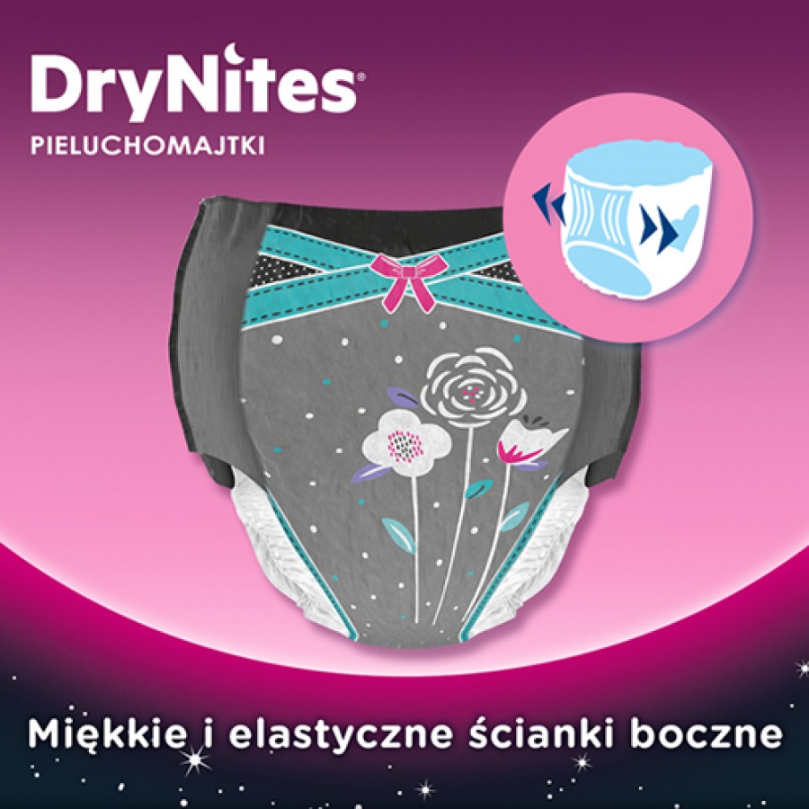 Zdjęcie produktu - 3 HUGGIES DRYNITES GIRLS 8-13 lat (30-48kg) pieluchomajtki, 9 sztuk