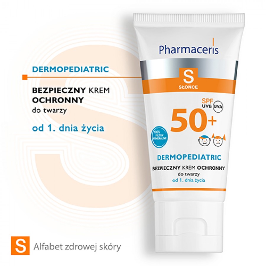 Miniaturka artykułu - #0 PHARMACERIS S SPF 50+ Bezpieczny krem ochronny do twarzy dla dzieci, 50 ml