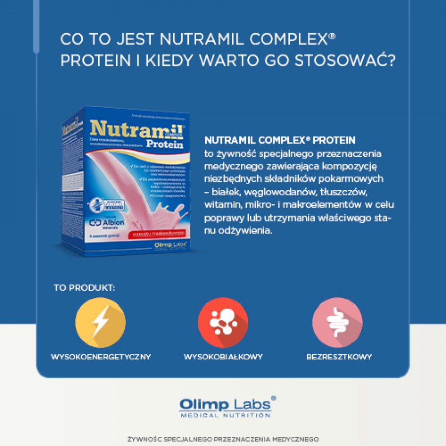 Zdjęcie produktu - 0 Olimp Nutramil Complex Protein truskawka - 6 saszetek