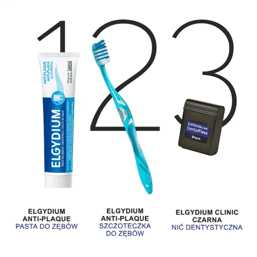 #4 – ELGYDIUM Czarna Nić dentystyczna, 50m  (27689)