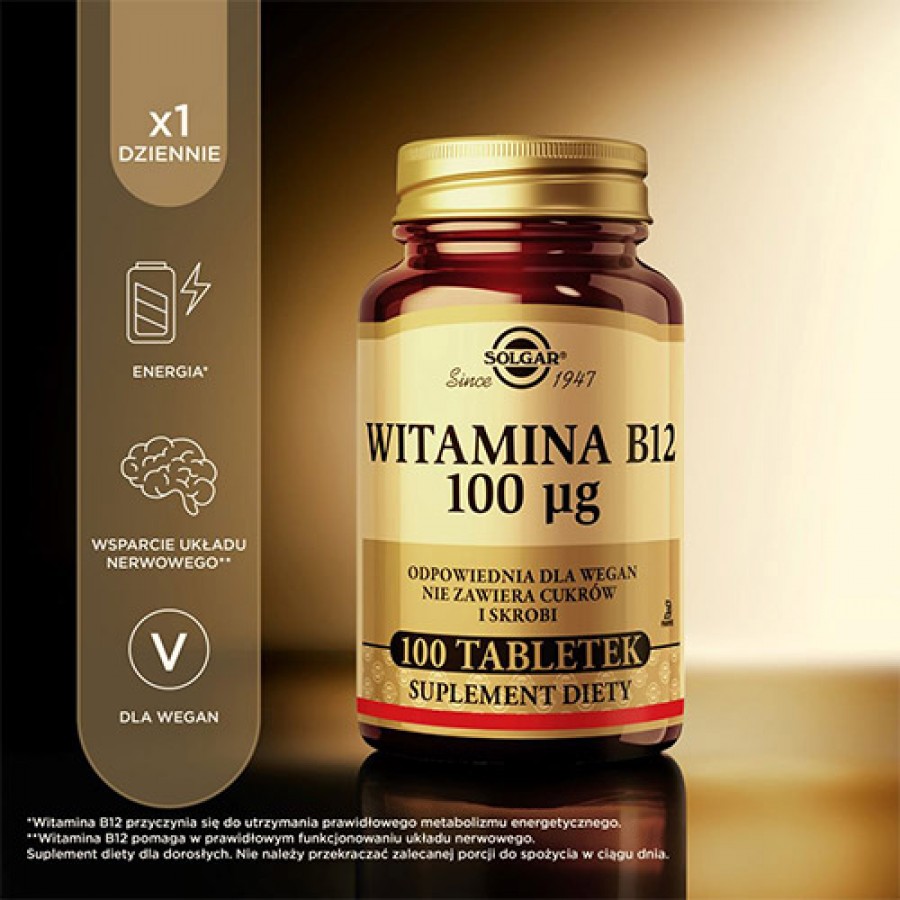 #3 – SOLGAR Naturalna witamina B12 0,1 mg, 100 tabl.