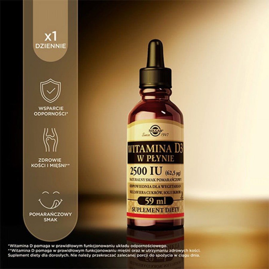 #2 – SOLGAR Witamina D3 2500 IU, 59 ml