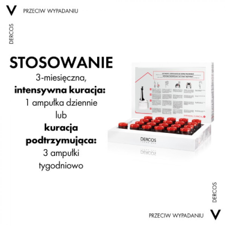 Miniaturka artykułu - #1 Vichy Dercos Aminexil Clinical 5 Kuracja przeciw wypadaniu włos&oacute;w dla kobiet, 21 amp. x 6 ml