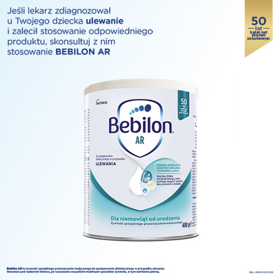 Zdjęcie produktu - 1 Bebilon ProExpert AR Proszek do postępowania dietetycznego w przypadku ulewań dla niemowląt od urodzenia, 400 g