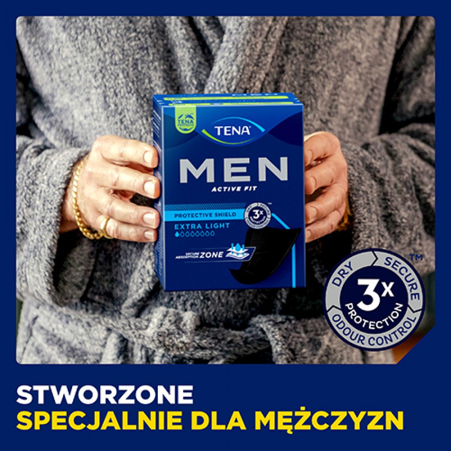 Zdjęcie produktu - 3 TENA MEN Extra Light Wkładki anatomiczne, 14 szt. - wkładki na nietrzymanie moczu dla mężczyzn