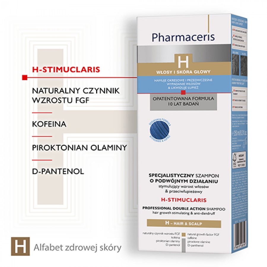 Miniaturka artykułu - #1 Pharmaceris H H-STIMUCLARIS Szampon stymulujący wzrost włos&oacute;w & przeciwłupieżowy, 250 ml