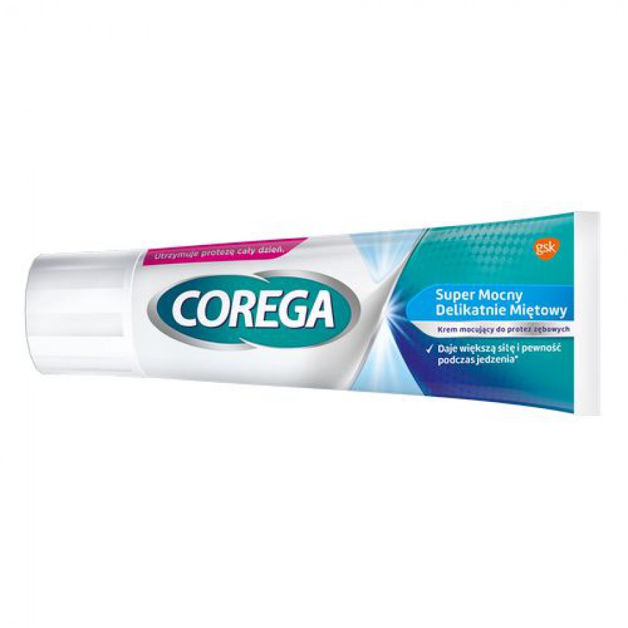 Miniaturka artykułu - #0 Corega krem do protez Super Mocny delikatnie miętowy, 40 g 