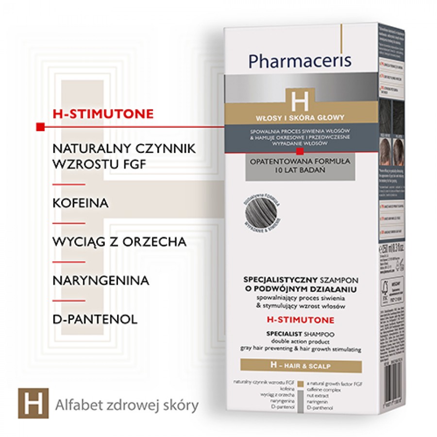 Miniaturka artykułu - #1 Pharmaceris H H-STIMUTONE Szampon spowalniający proces siwienia & stymulujący wzrost włos&oacute;w, 250 ml